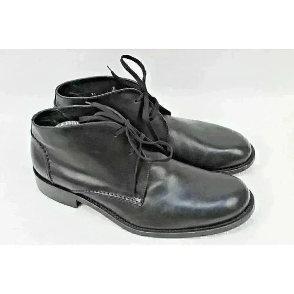 DKNY Men’s Black Leather Chukka Ankle Boots - Picture 1 of 11